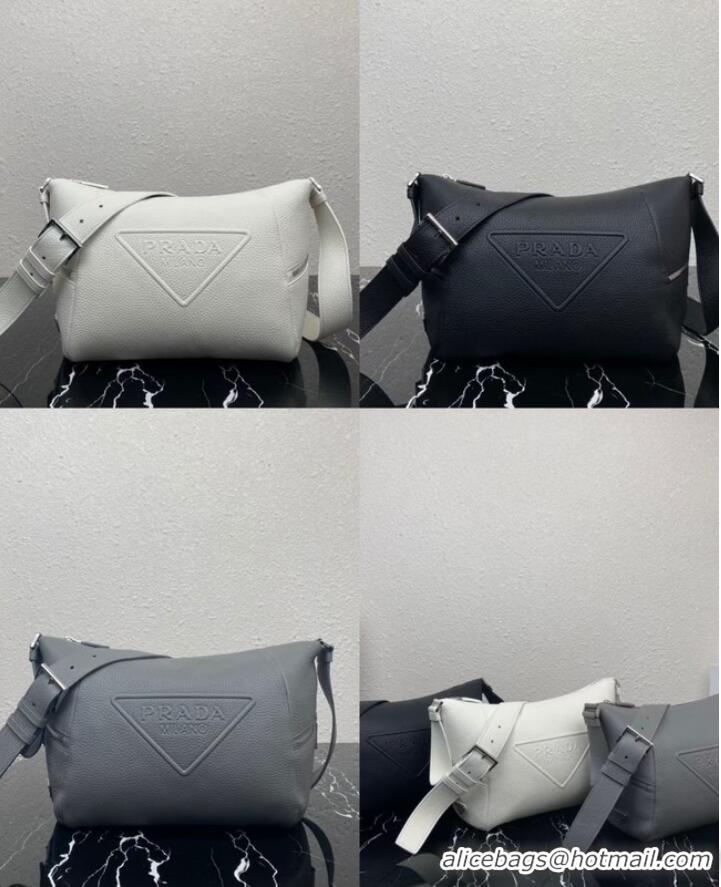 Most Popular Prada Leather bag with shoulder strap 2VH165 gray