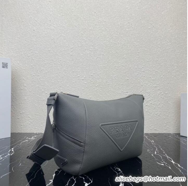 Most Popular Prada Leather bag with shoulder strap 2VH165 gray