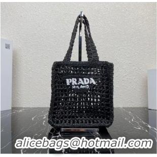 Good Product Prada small Crochet tote bag 1BG444 black