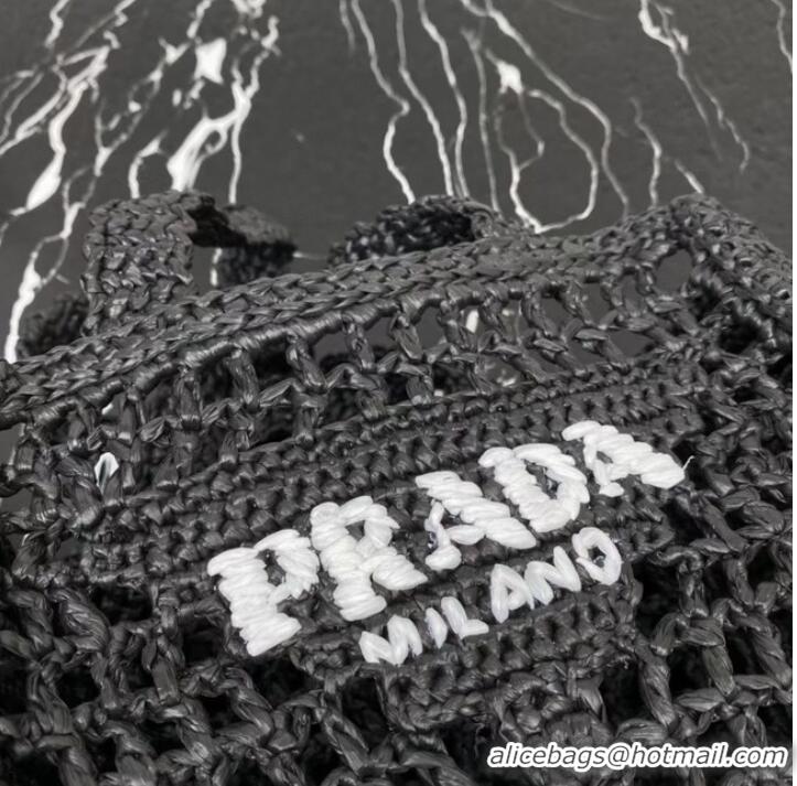 Good Product Prada small Crochet tote bag 1BG444 black