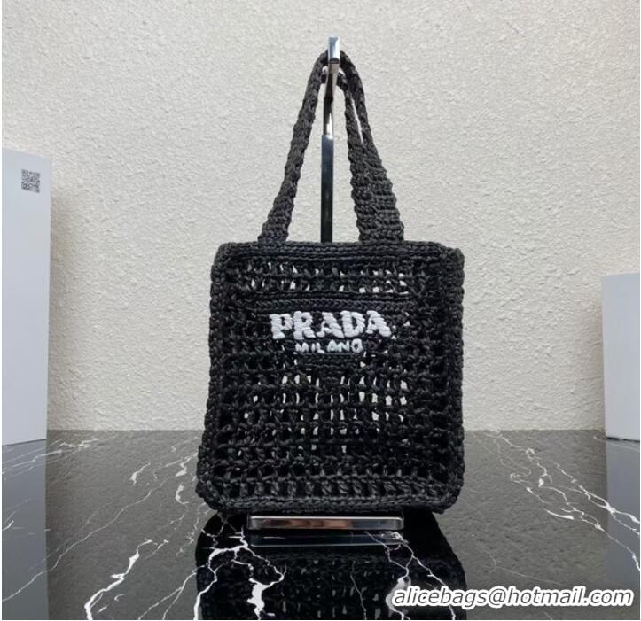 Good Product Prada small Crochet tote bag 1BG444 black