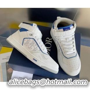 Sumptuous Dior B27 High-Top Sneakers with Buckle in Calfskin White/Blue 1226111