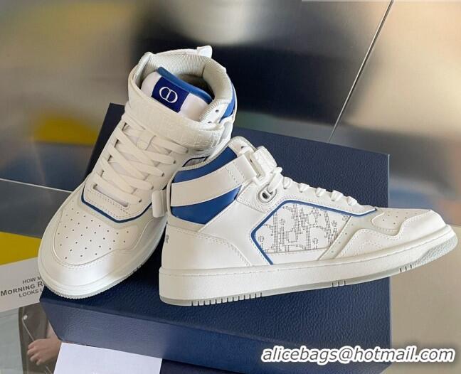 Sumptuous Dior B27 High-Top Sneakers with Buckle in Calfskin White/Blue 1226111