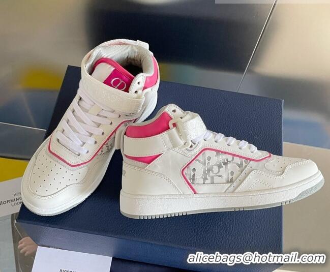 Luxurious Dior B27 High-Top Sneakers with Buckle in Calfskin White/Pink 1226112