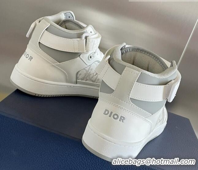 Low Price Dior B27 High-Top Sneakers with Buckle in Calfskin White/Grey 1226114