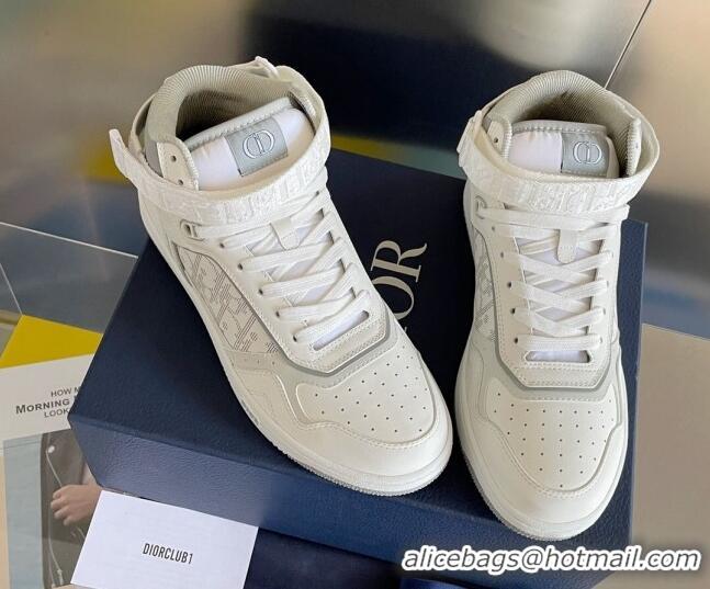 Low Price Dior B27 High-Top Sneakers with Buckle in Calfskin White/Grey 1226114