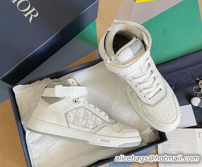 Low Price Dior B27 High-Top Sneakers with Buckle in Calfskin White/Grey 1226114