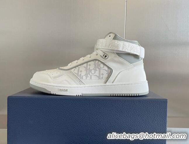 Low Price Dior B27 High-Top Sneakers with Buckle in Calfskin White/Grey 1226114