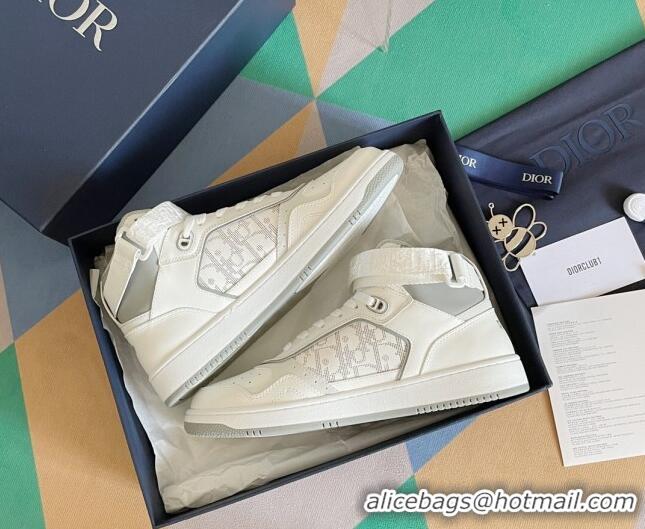 Low Price Dior B27 High-Top Sneakers with Buckle in Calfskin White/Grey 1226114