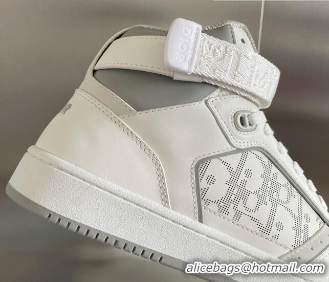 Low Price Dior B27 High-Top Sneakers with Buckle in Calfskin White/Grey 1226114