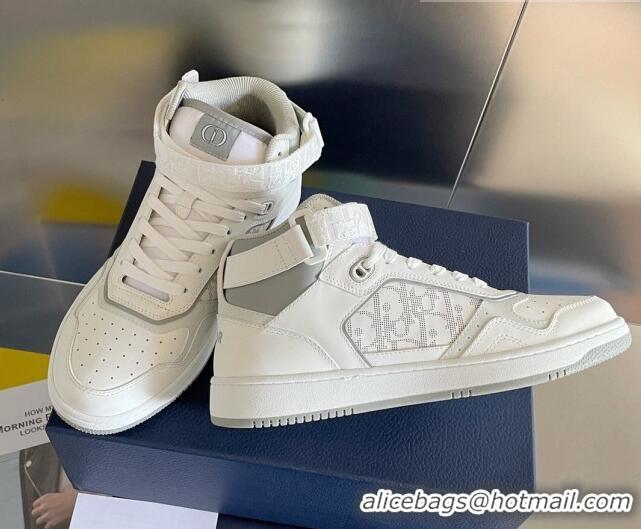 Low Price Dior B27 High-Top Sneakers with Buckle in Calfskin White/Grey 1226114