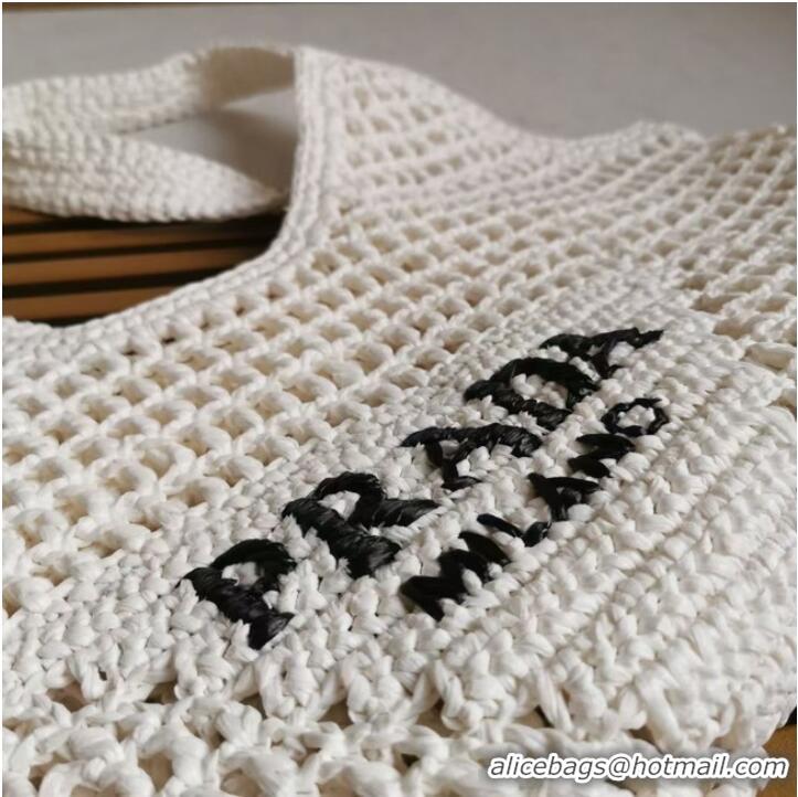 Top Design Prada Crochet tote bag 1BG424 White