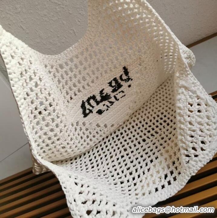 Top Design Prada Crochet tote bag 1BG424 White