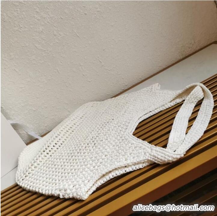 Top Design Prada Crochet tote bag 1BG424 White