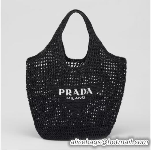 Good Quality Prada Crochet tote bag 1BG424 black