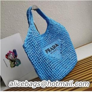 Famous Brand Prada Crochet tote bag 1BG424 light blue