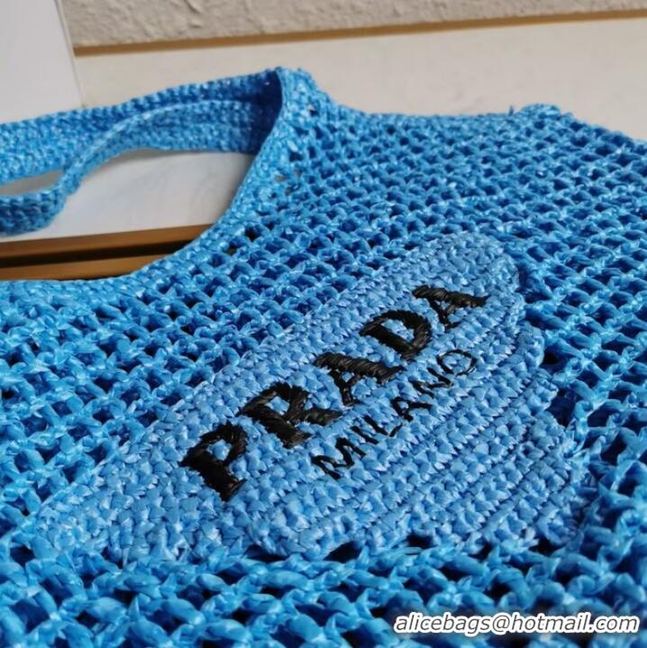 Famous Brand Prada Crochet tote bag 1BG424 light blue