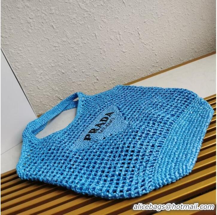 Famous Brand Prada Crochet tote bag 1BG424 light blue