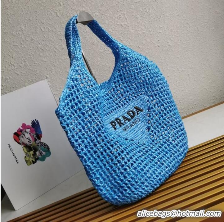 Famous Brand Prada Crochet tote bag 1BG424 light blue