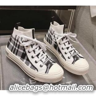 Best Grade Dior Walk'n'Dior High-top Sneakers in Check Technical Mesh Black/White 2261121