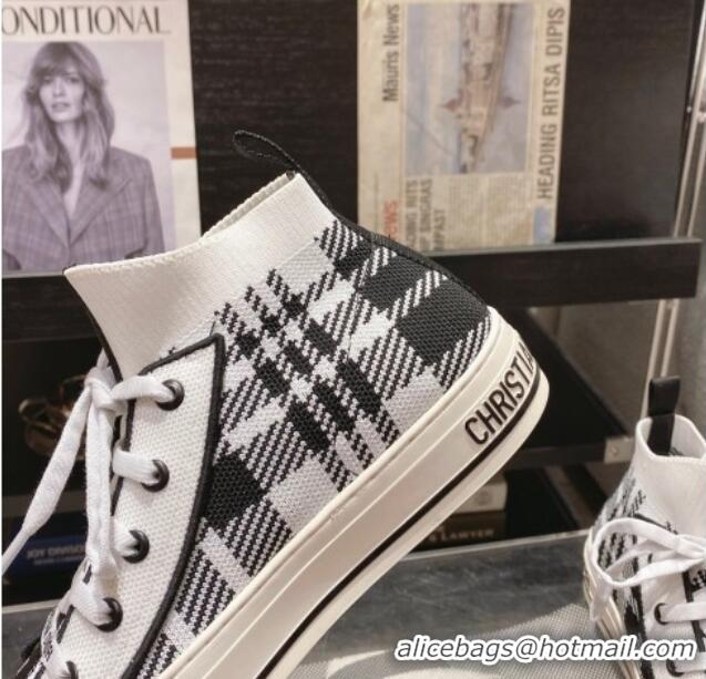 Best Grade Dior Walk'n'Dior High-top Sneakers in Check Technical Mesh Black/White 2261121