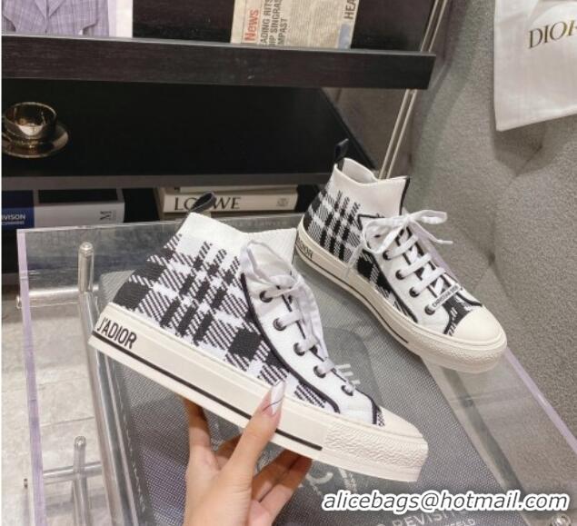 Best Grade Dior Walk'n'Dior High-top Sneakers in Check Technical Mesh Black/White 2261121