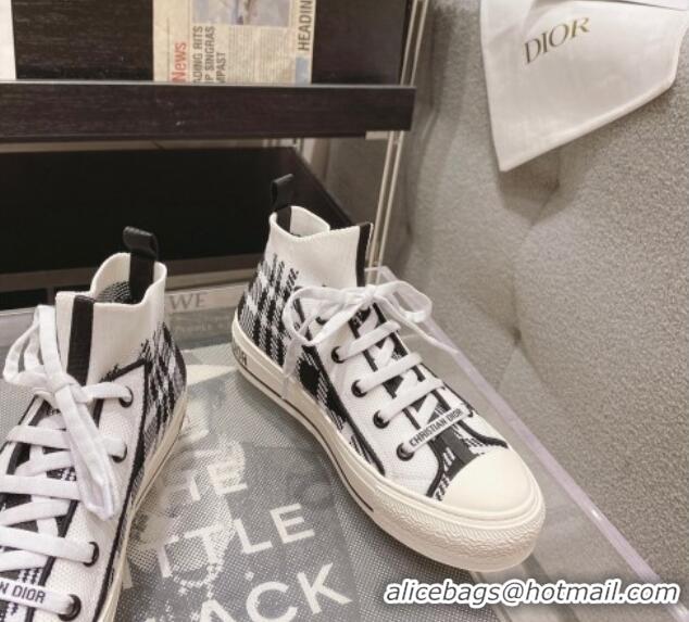 Best Grade Dior Walk'n'Dior High-top Sneakers in Check Technical Mesh Black/White 2261121