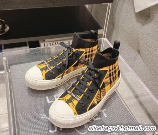 Good Product Dior Walk'n'Dior High-top Sneakers in Check Technical Mesh Yellow/Black 12261122