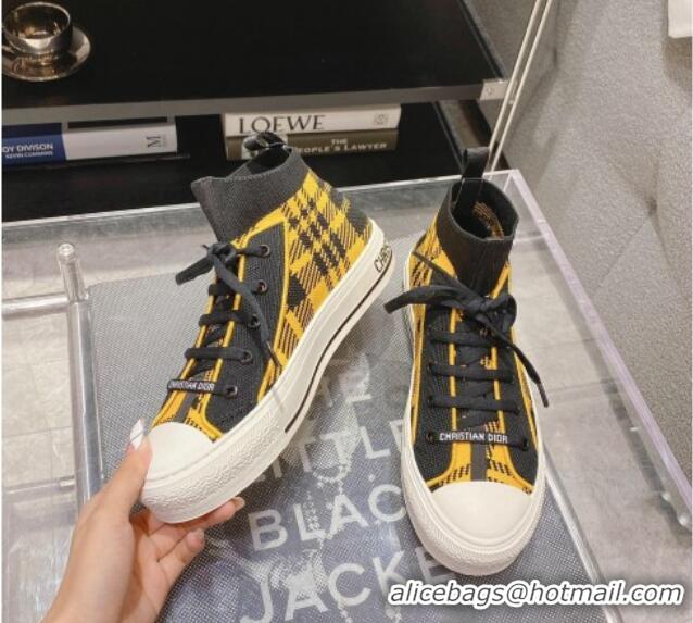 Good Product Dior Walk'n'Dior High-top Sneakers in Check Technical Mesh Yellow/Black 12261122