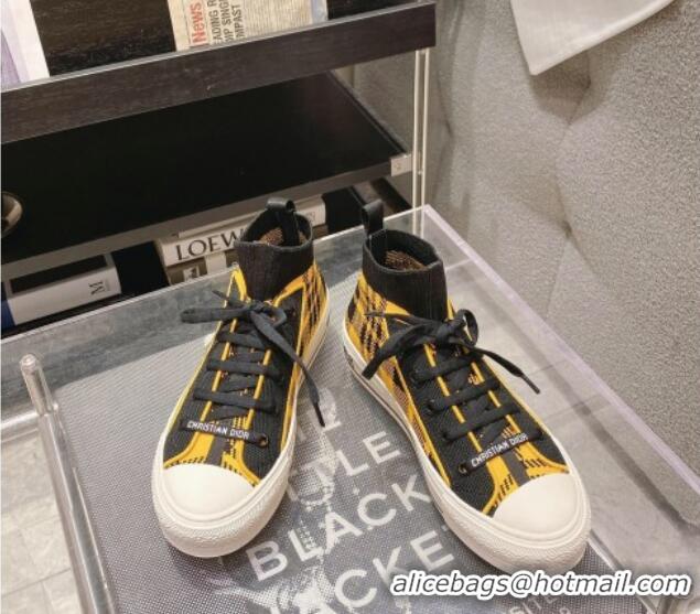 Good Product Dior Walk'n'Dior High-top Sneakers in Check Technical Mesh Yellow/Black 12261122