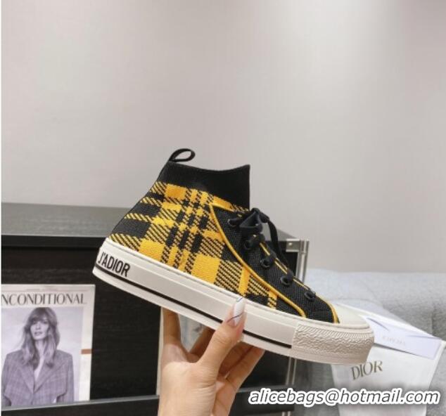 Good Product Dior Walk'n'Dior High-top Sneakers in Check Technical Mesh Yellow/Black 12261122