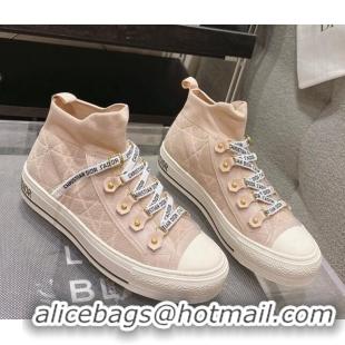 Grade Dior Walk'n'Dior High-top Sneakers in Nude Macrocannage Technical Mesh 2261123