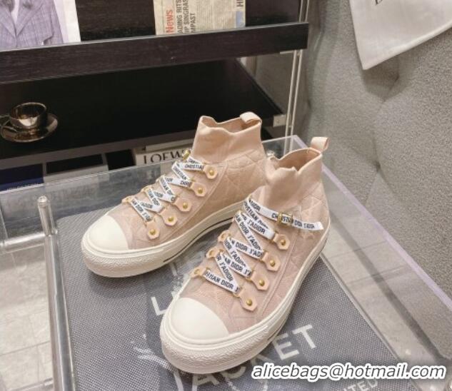 Grade Dior Walk'n'Dior High-top Sneakers in Nude Macrocannage Technical Mesh 2261123