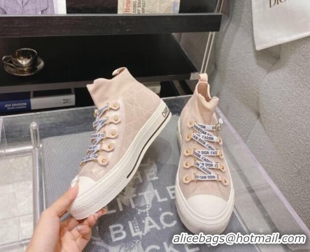 Grade Dior Walk'n'Dior High-top Sneakers in Nude Macrocannage Technical Mesh 2261123