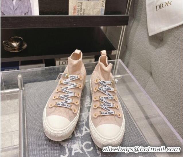 Grade Dior Walk'n'Dior High-top Sneakers in Nude Macrocannage Technical Mesh 2261123