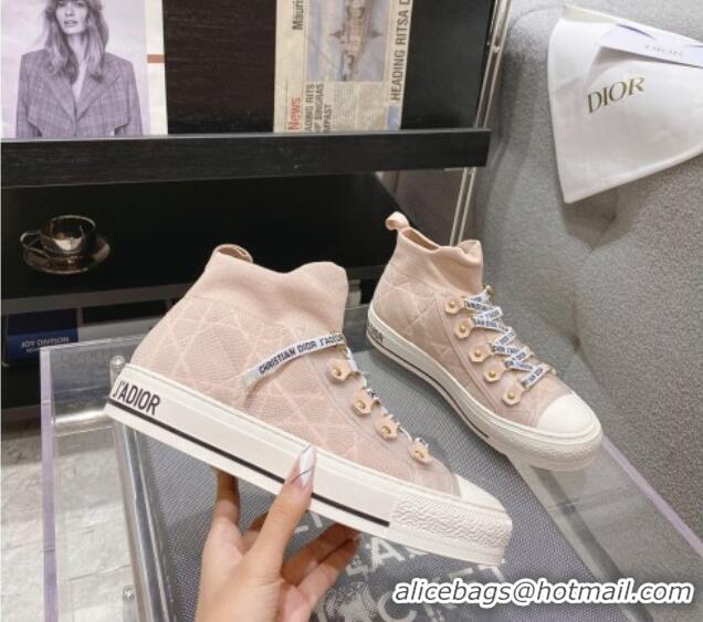 Grade Dior Walk'n'Dior High-top Sneakers in Nude Macrocannage Technical Mesh 2261123