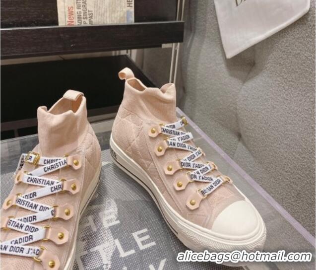 Grade Dior Walk'n'Dior High-top Sneakers in Nude Macrocannage Technical Mesh 2261123