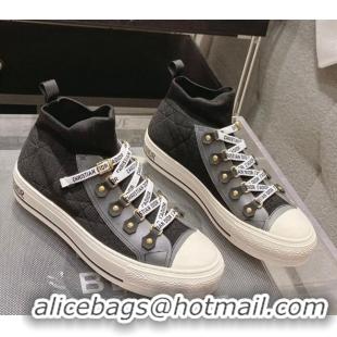 Good Quality Dior Walk'n'Dior High-top Sneakers in Black Macrocannage Technical Mesh 2261124