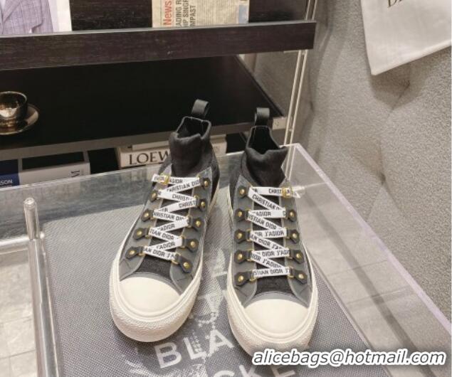 Good Quality Dior Walk'n'Dior High-top Sneakers in Black Macrocannage Technical Mesh 2261124