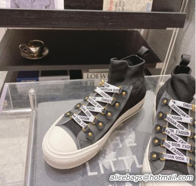 Good Quality Dior Walk'n'Dior High-top Sneakers in Black Macrocannage Technical Mesh 2261124