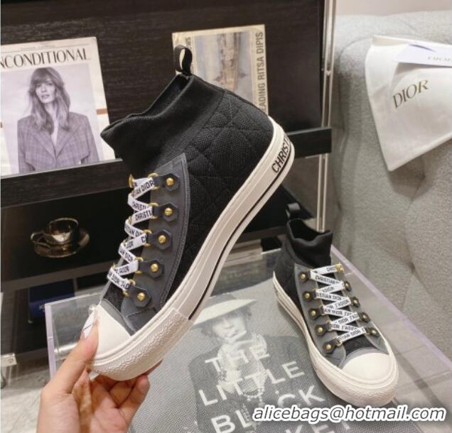 Good Quality Dior Walk'n'Dior High-top Sneakers in Black Macrocannage Technical Mesh 2261124