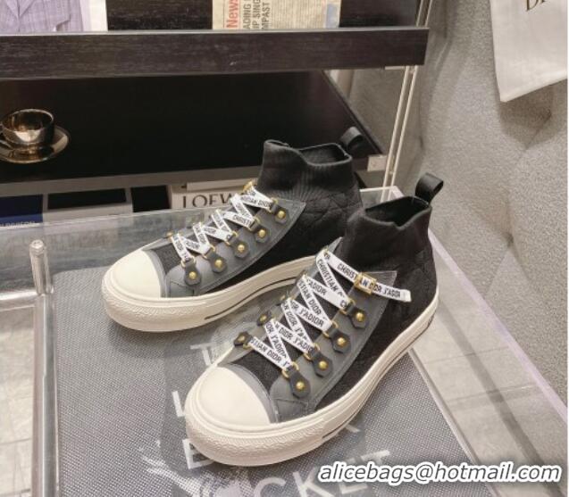 Good Quality Dior Walk'n'Dior High-top Sneakers in Black Macrocannage Technical Mesh 2261124