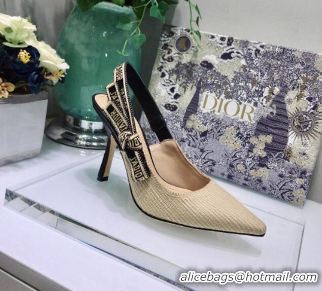 Feminine Dior J'Adior Slingback Pumps 9.5cm in Beige Linen 122892