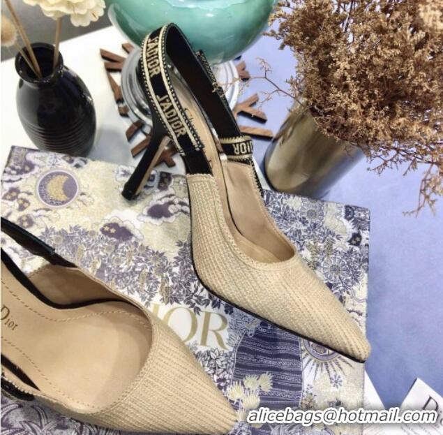 Feminine Dior J'Adior Slingback Pumps 9.5cm in Beige Linen 122892