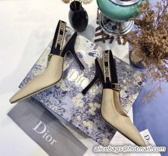 Feminine Dior J'Adior Slingback Pumps 9.5cm in Beige Linen 122892