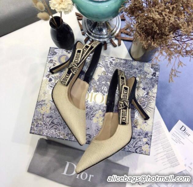 Feminine Dior J'Adior Slingback Pumps 9.5cm in Beige Linen 122892