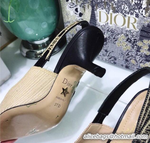 Shop Duplicate Dior J'Adior Slingback Pumps 6.5cm in Beige Linen 122893