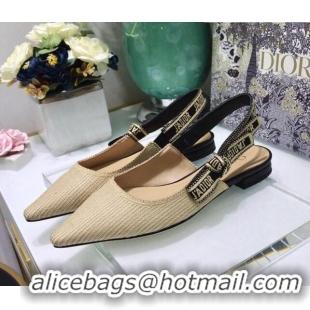 Grade Quality Dior J'Adior Slingback Ballerina Flat in Beige Linen 122894