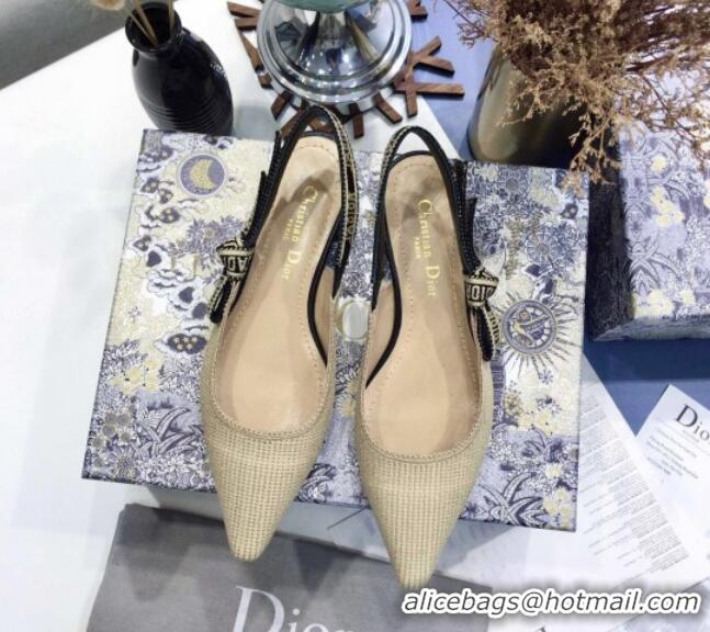 Grade Quality Dior J'Adior Slingback Ballerina Flat in Beige Linen 122894