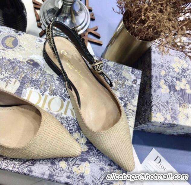 Grade Quality Dior J'Adior Slingback Ballerina Flat in Beige Linen 122894